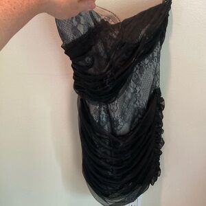 Very pretty Armani Exchange, silver, lace, and black dress.